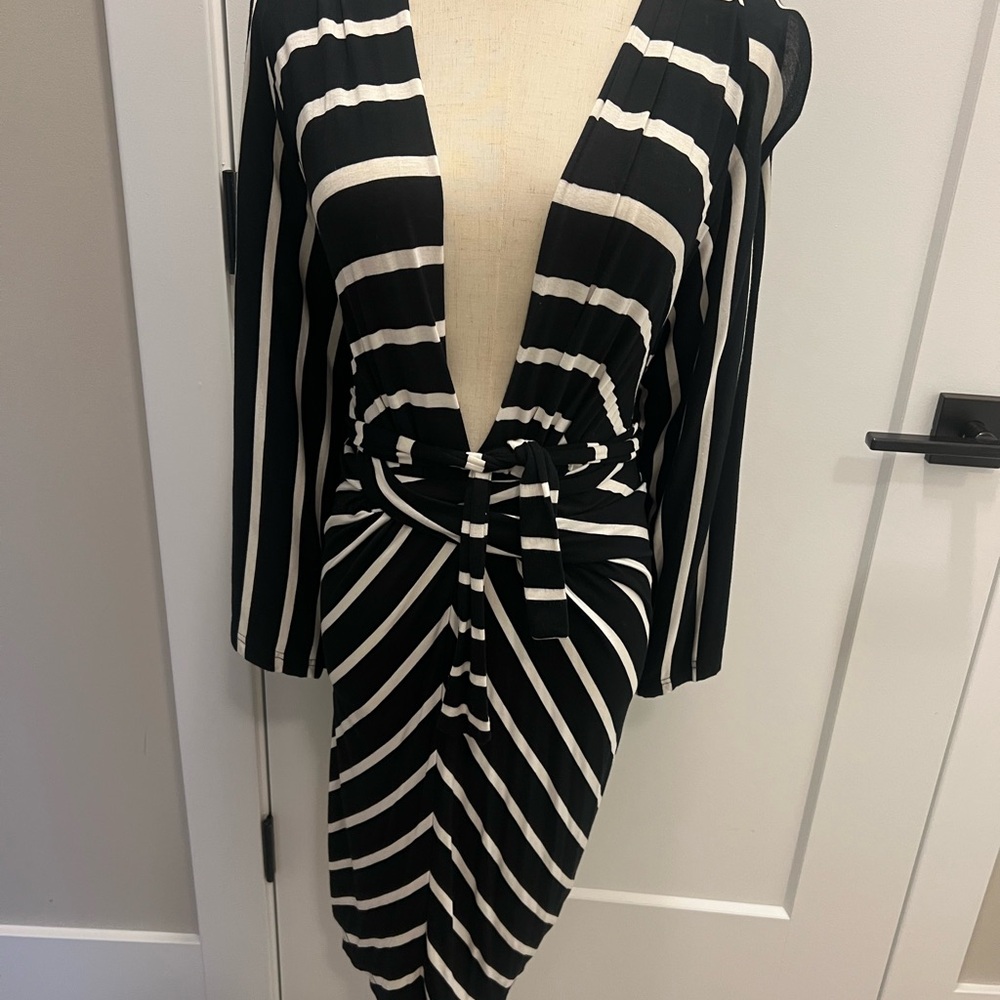 Olivaceous Monochrome Striped Dress